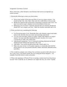 Eyewitness Account Assignment: Short Story & Analysis