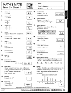 Math Worksheet: Decimals, Fractions, Algebra, and More