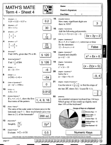 Math Worksheet: Term 4 - Sheet 4