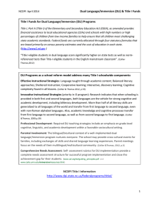 Dual Language/Immersion (DLI) &amp; Title I Funds