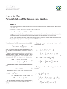 Letter to the Editor Periodic Solution of the Hematopoiesis Equation Ji-Huan He