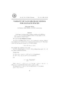 VARIANT OF LAX-MILGRAM LEMMA FOR BANACH SPACES Gheorghe Dobo¸ s