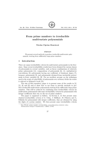 From prime numbers to irreducible multivariate polynomials Nicolae Ciprian Bonciocat