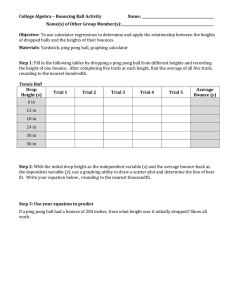 College Algebra – Bouncing Ball Activity  Name: ___________________________________________