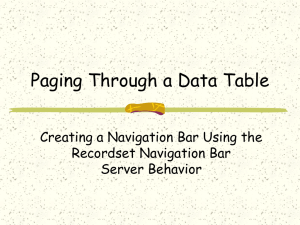 Paging Through a Data Table Creating a Navigation Bar Using the