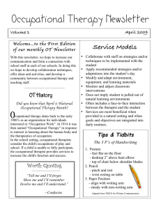 Occupational Therapy Newsletter Service Models