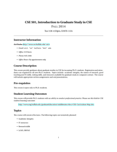 CSE 501, Introduction to Graduate Study in CSE F 2014 ALL