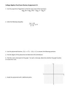 College Algebra Final Exam Review Assignment # 3  log 64 + log
