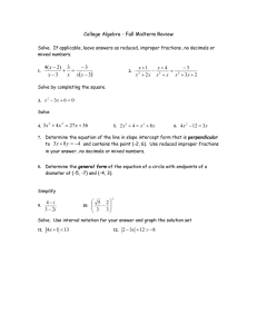   College Algebra - Fall Midterm Review