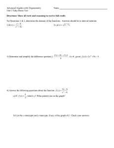 Advanced Algebra & Trig: Unit 2 Take-Home Test