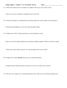 College Algebra Chapter 3 Review Sheet