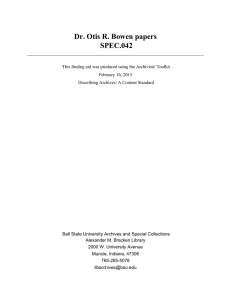 Dr. Otis R. Bowen papers SPEC.042