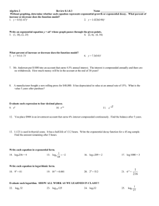 Algebra 2: Exponential & Logarithmic Functions Review