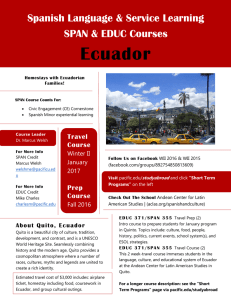Ecuador Spanish Language &amp; Service Learning SPAN &amp; EDUC Courses Travel