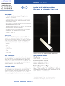 Lenntech Profile A/S 1401 Series Filter Elements w/ Integrated Hardware
