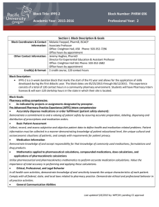 Block Title: IPPE-2 Block Number: PHRM 696 Academic Year:  2015-2016