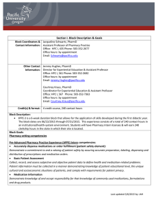 Block Title: IPPE-3 Block Number: PHRM 697 Academic Year:  2015-2016