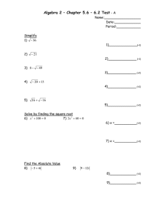 Algebra 2 Test: Chapters 5.6-6.2
