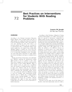 72 Best Practices on Interventions for Students With Reading Problems