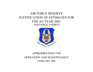 AIR FORCE RESERVE JUSTIFICATION OF ESTIMATES FOR FISCAL YEAR 2001 APPROPRIATION 3740
