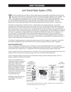 T Joint Tactical Radio System (JTRS) ARMY PROGRAMS