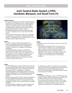 Joint Tactical Radio System (JTRS) Handheld, Manpack, and Small Form Fit