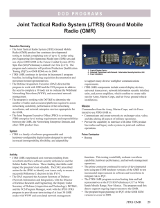 Joint Tactical Radio System (JTRS) Ground Mobile Radio (GMR)