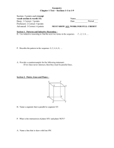 Geometry Chapter 1 Test – Sections 1-1 to 1-9