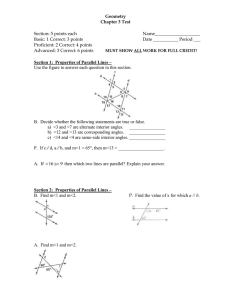 Geometry Chapter 3 Test: Parallel Lines & Polygons