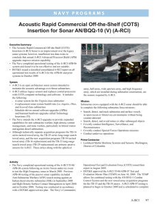Acoustic Rapid Commercial Off-the-Shelf (COTS) Insertion for Sonar AN/BQQ-10 (V) (A-RCI)