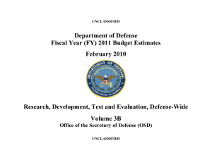 Department of Defense Fiscal Year (FY) 2011 Budget Estimates February 2010