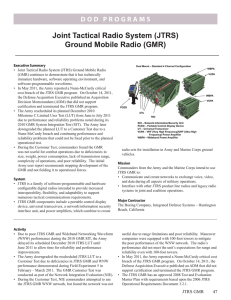 Joint Tactical Radio System (JTRS) Ground Mobile Radio (GMR)
