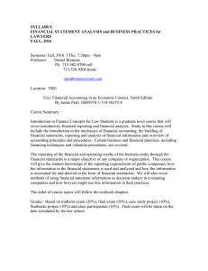 SYLLABUS FINANCIAL STATEMENT ANALYSIS and BUSINESS PRACTICES for LAWYERS FALL, 2016