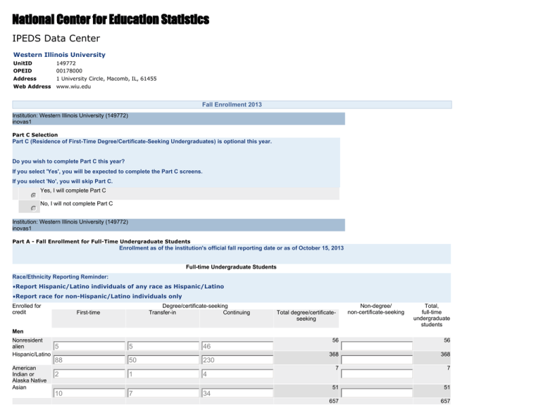 National Center For Education Statistics IPEDS Data Center