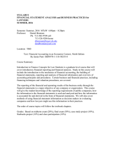 SYLLABUS FINANCIAL STATEMENT ANALYSIS and BUSINESS PRACTICES for LAWYERS SUMMER, 2016