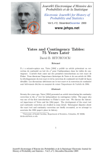 Yates and Contingency Tables: 75 Years Later Journ@l Electronique d’Histoire des