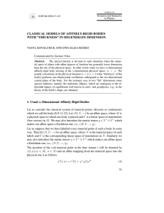 CLASSICAL MODELS OF AFFINELY-RIGID BODIES WITH “THICKNESS” IN DEGENERATE DIMENSION