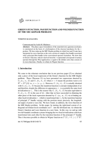 GREEN’S FUNCTION, WAVEFUNCTION AND WIGNER FUNCTION OF THE MIC-KEPLER PROBLEM TOMOYO KANAZAWA