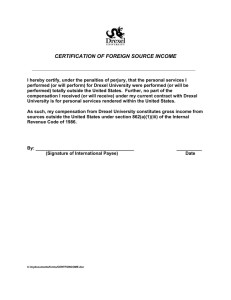 CERTIFICATION OF FOREIGN SOURCE INCOME