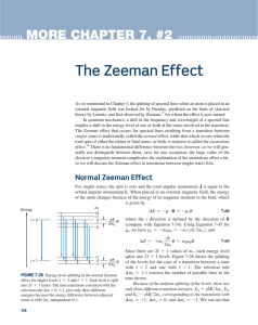 The Zeeman Effect MORE CHAPTER 7, #2