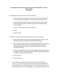 Review	Questions	for	Statutory	Interpretation	and	Regulatory	Practice Feb.	26,	2016 Prof.	Hester