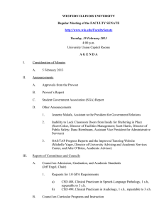 WESTERN ILLINOIS UNIVERSITY Regular Meeting of the FACULTY SENATE