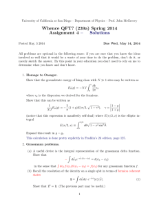 Whence QFT? (239a) Spring 2014 Assignment 4 – Solutions