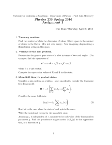 Physics 239 Spring 2016 Assignment 1