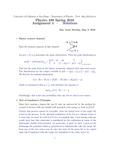 Physics 239 Spring 2016 Assignment 4 – Solutions