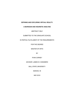 DEFINING AND EXPLORING VIRTUAL REALITY: A BURKEIAN AND HEURISTIC ANALYSIS ABSTRACT ONLY