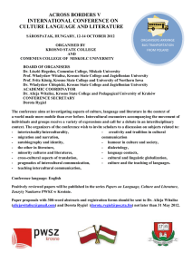 ACROSS BORDERS V INTERNATIONAL CONFERENCE ON CULTURE LANGUAGE AND LITERATURE