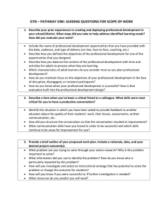 GTN – PATHWAY ONE: GUIDING QUESTIONS FOR SCOPE OF WORK