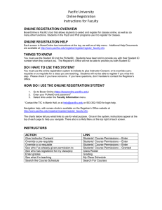 Pacific University Online Registration Instructions for Faculty ONLINE REGISTRATION OVERVIEW