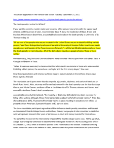 This article appeared on The Venture web site on Tuesday,...  The death penalty: Justice for Whites?